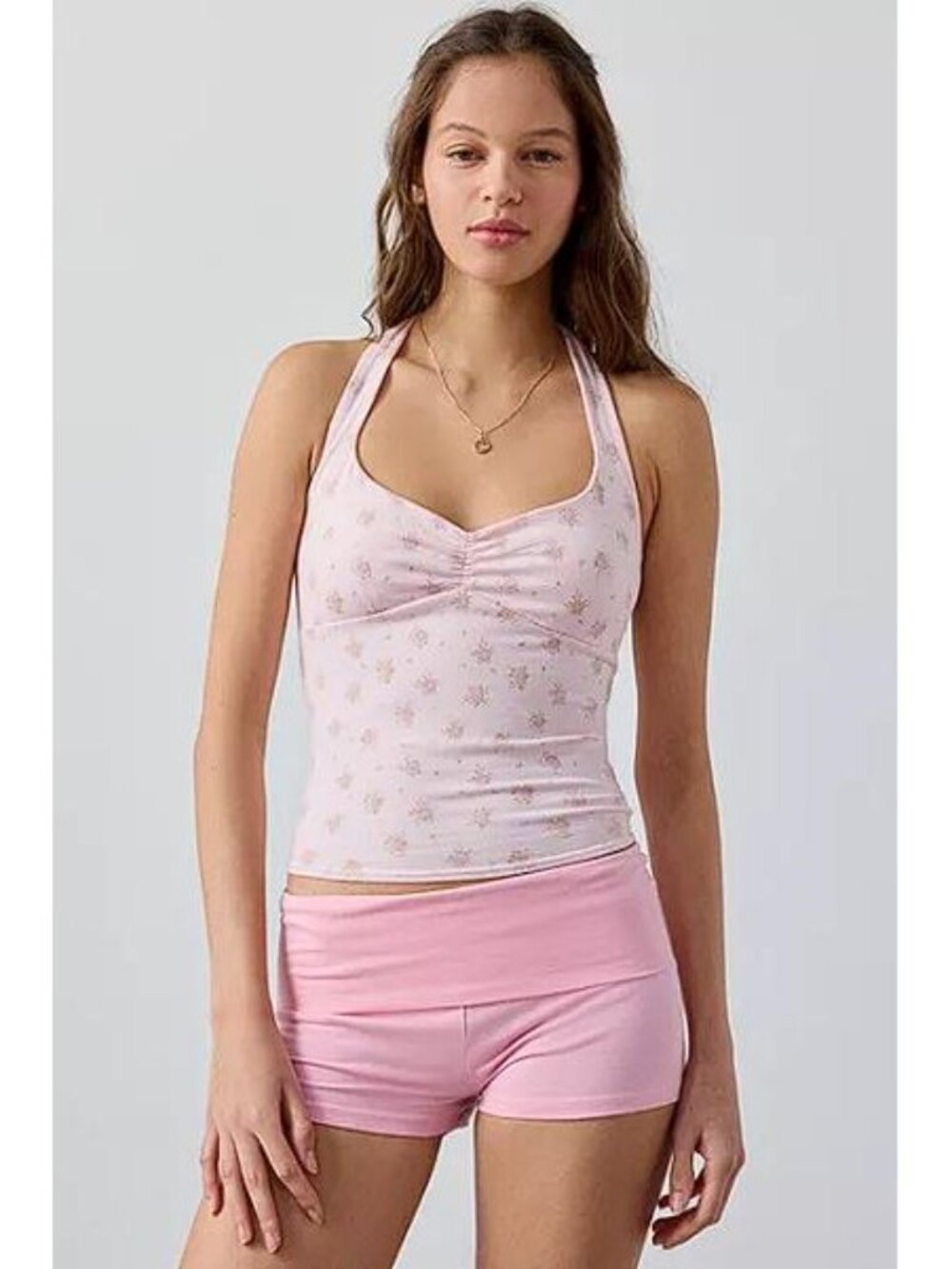 OUT FROM UNDER Women's Bec Pinch-Front Halter Cami Size XL in Pink Combo (Dirty)